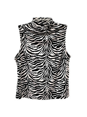 Vintage Uniform John Paul Richard Womens Size Large Zebra Print Top High Neck